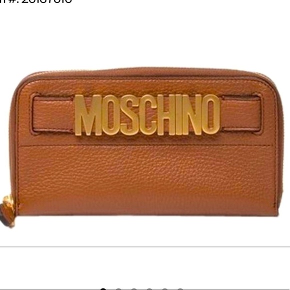 NEW MOSCHINO Brown logo Leather Zip Around Wallet - Picture 1 of 9